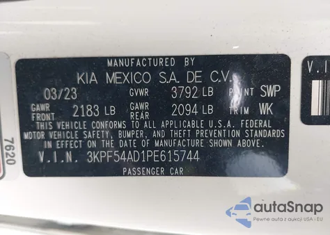 2023 Kia Forte Gt-Line from USA, damaged, VIN 3KPF54AD1PE615744